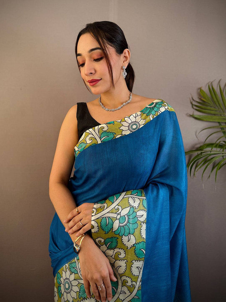 Mint Green Soft Silk Saree with Bird & Floral Digital Print, Contrast Maroon Border & Tassel Pallu