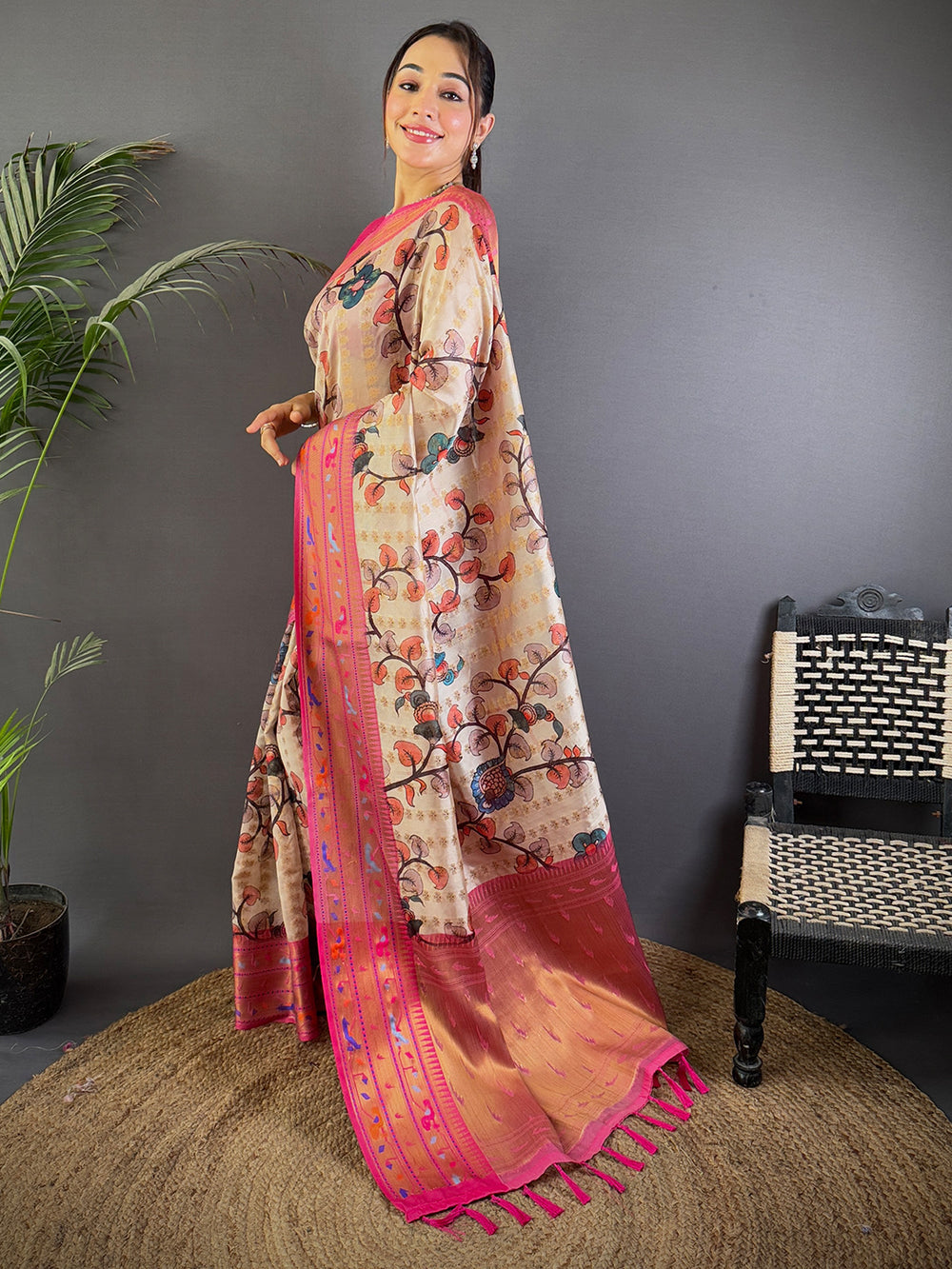 Purple & Green Patola Soft Silk Saree with Traditional Weaving and Rich Border