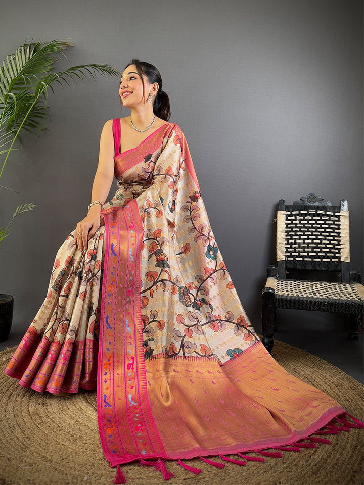 Purple & Green Patola Soft Silk Saree with Traditional Weaving and Rich Border