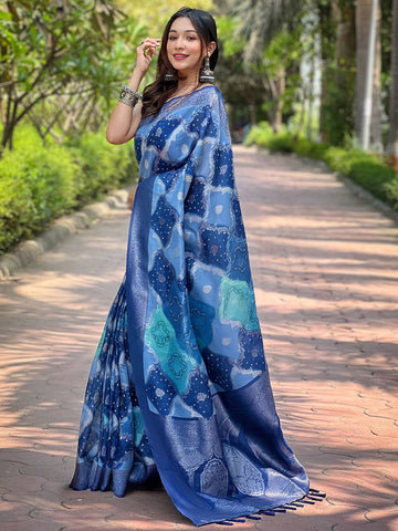 Mint Green Soft Silk Saree with Intricate Kalamkari Print & Tassel Pallu