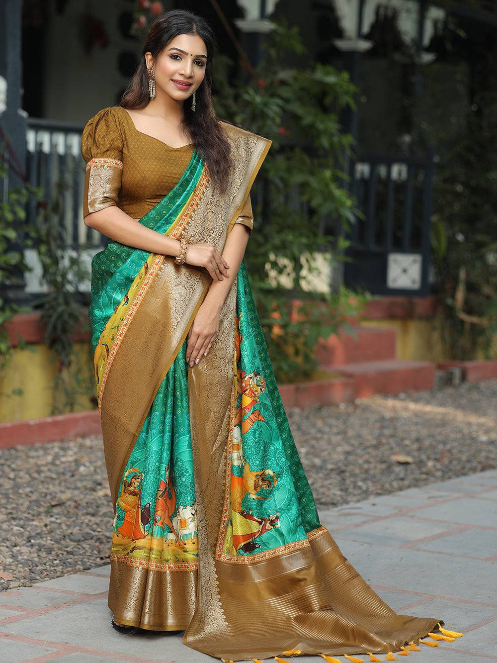 Maroon & Red Banarasi Silk Saree with Golden Zari Weaving
