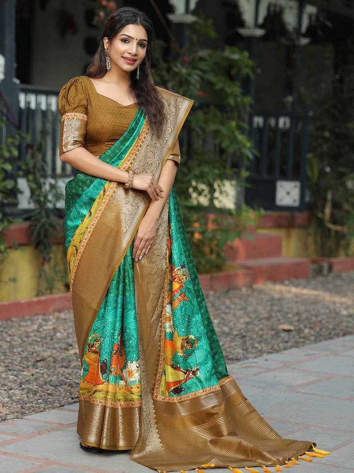 Maroon & Red Banarasi Silk Saree with Golden Zari Weaving