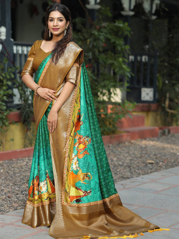 Maroon & Red Banarasi Silk Saree with Golden Zari Weaving