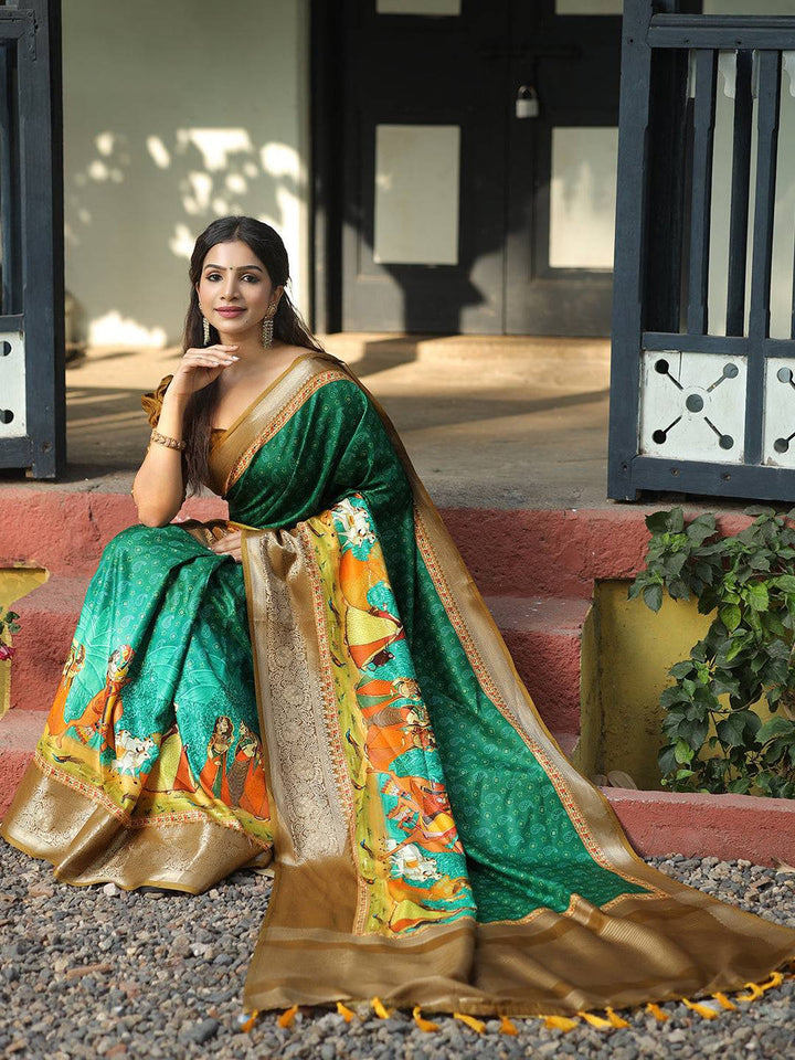 Maroon & Red Banarasi Silk Saree with Golden Zari Weaving