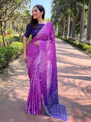 Designer Bandhani Print Georgette Saree for Women
