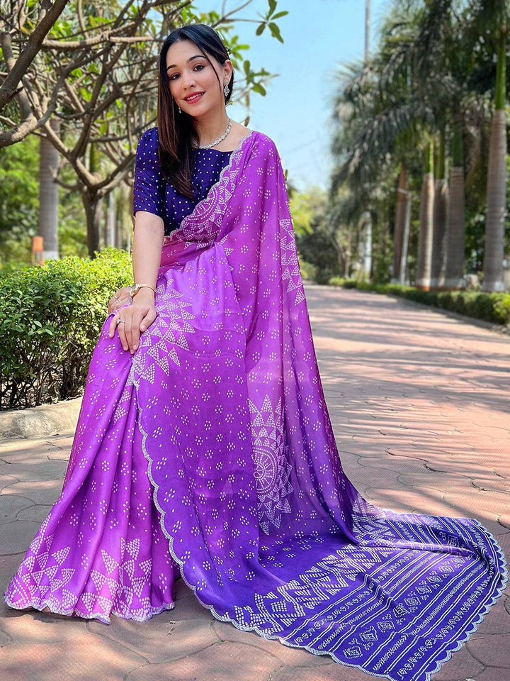 Designer Bandhani Print Georgette Saree for Women