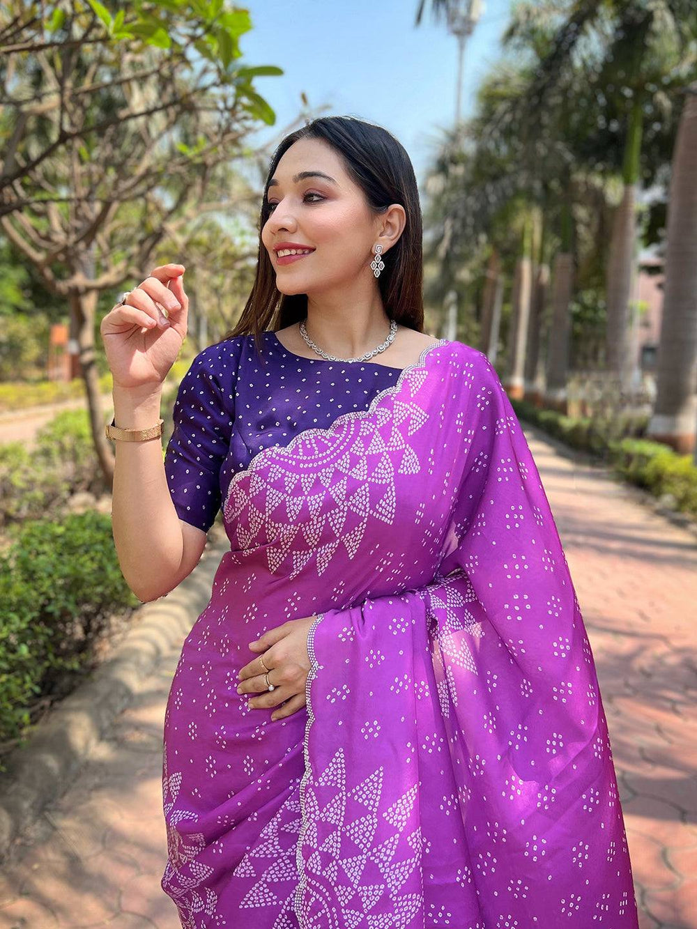 Designer Bandhani Print Georgette Saree for Women
