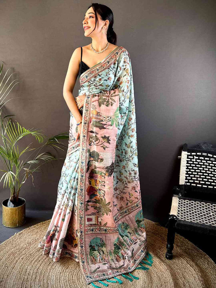 Premium Linen Digital Print Saree for Women