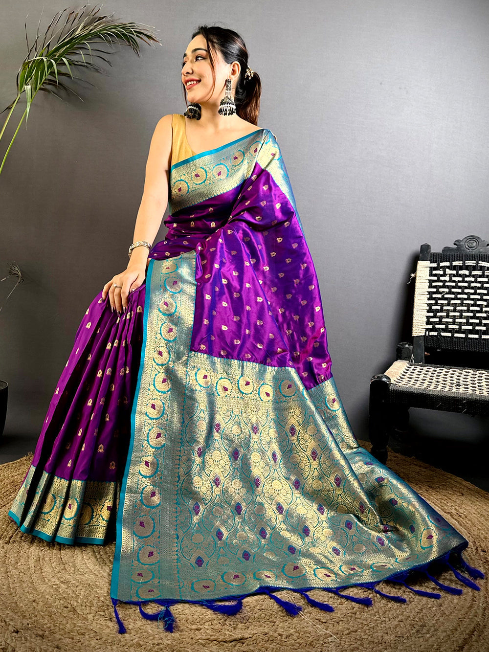 Royal Purple Banarasi Silk Saree for Women