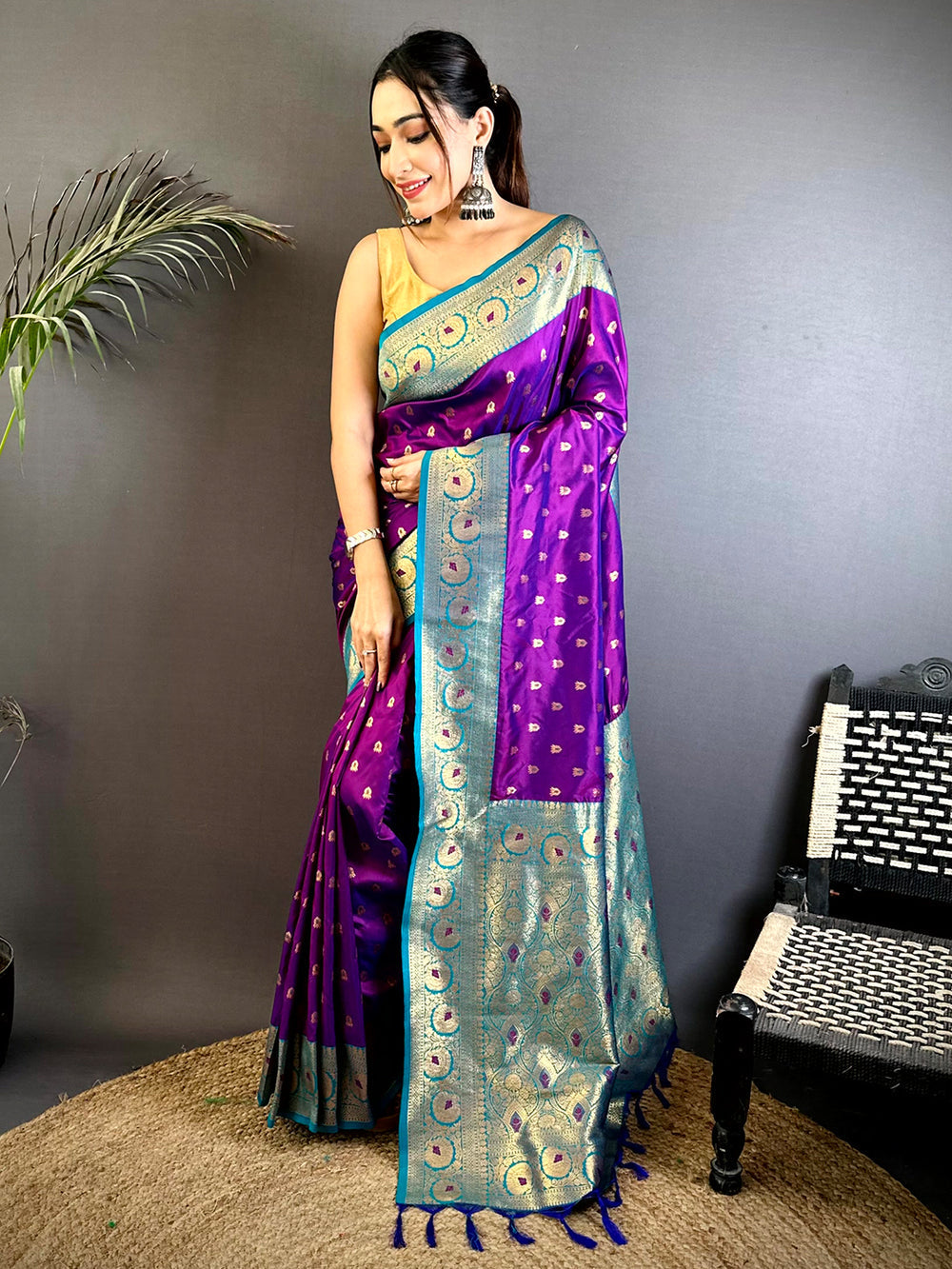 Royal Purple Banarasi Silk Saree for Women