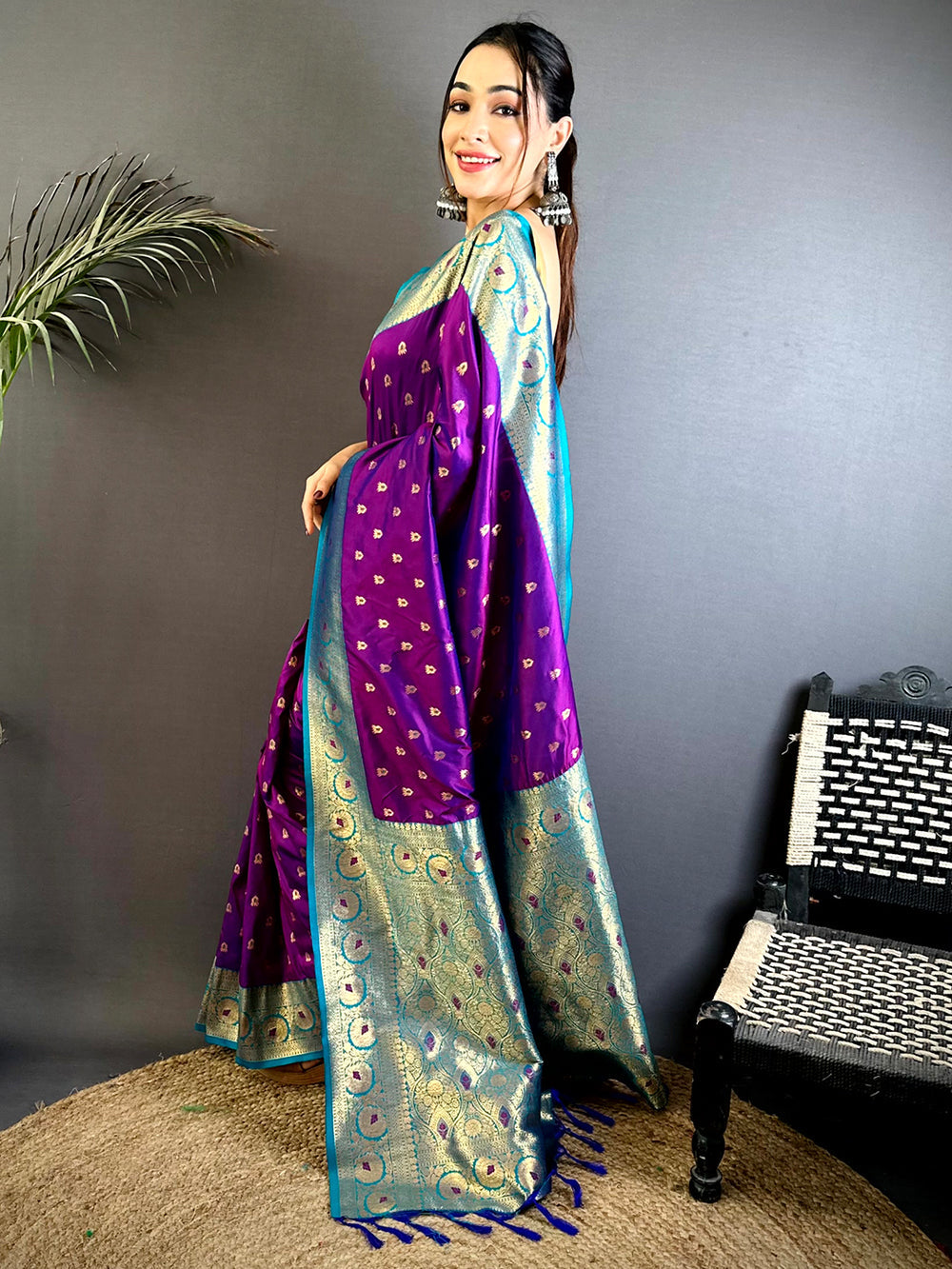 Royal Purple Banarasi Silk Saree for Women