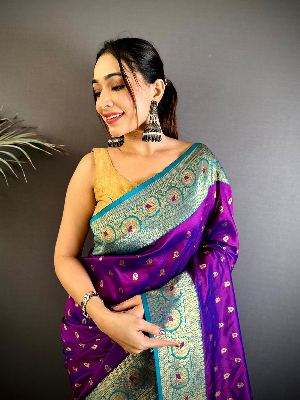 Royal Purple Banarasi Silk Saree for Women