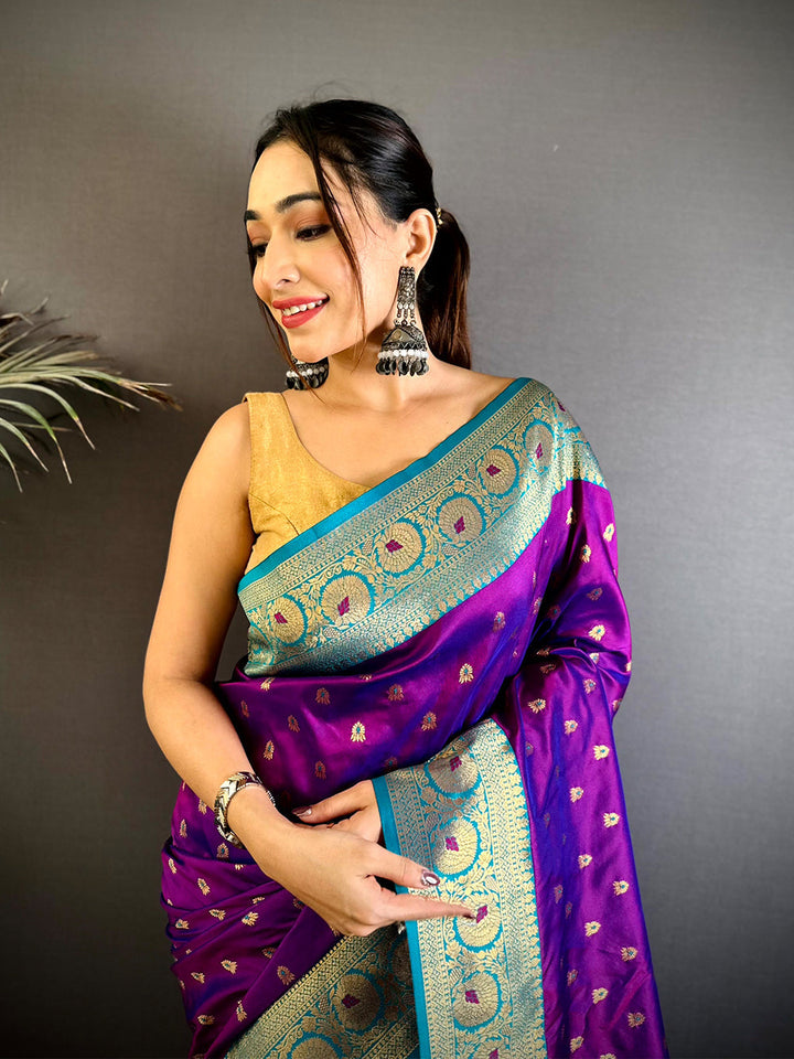 Royal Purple Banarasi Silk Saree for Women