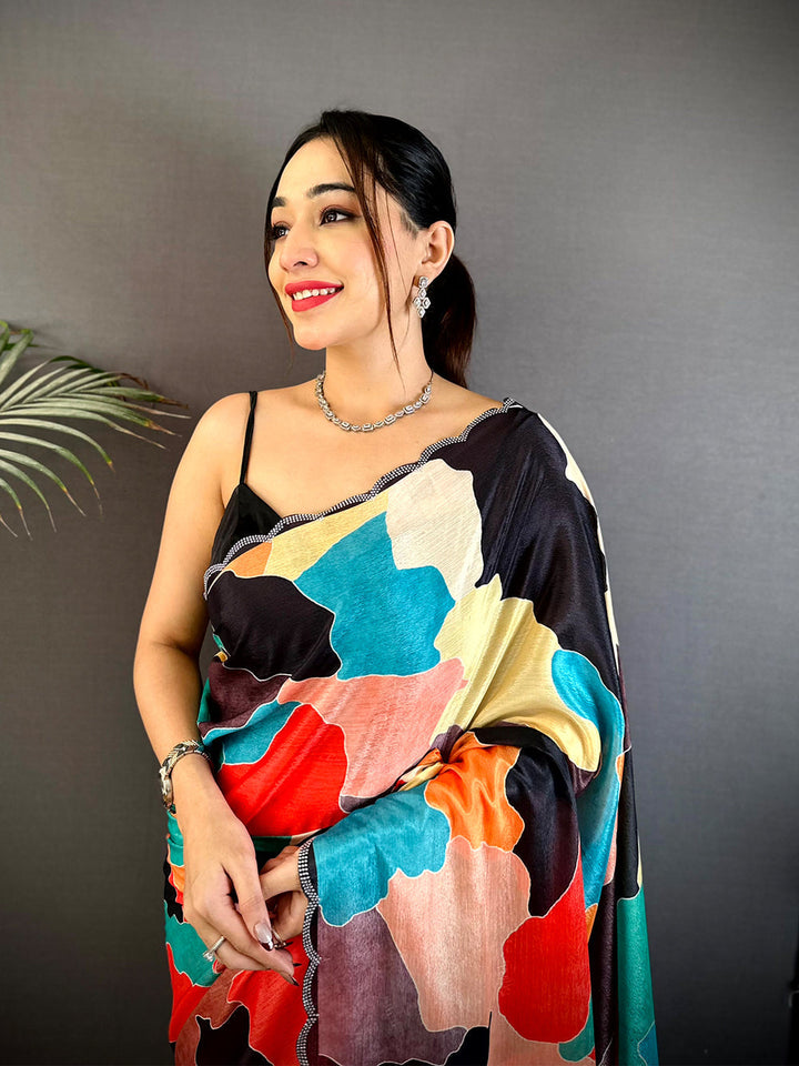 Multicolor Abstract Printed Soft Silk Saree