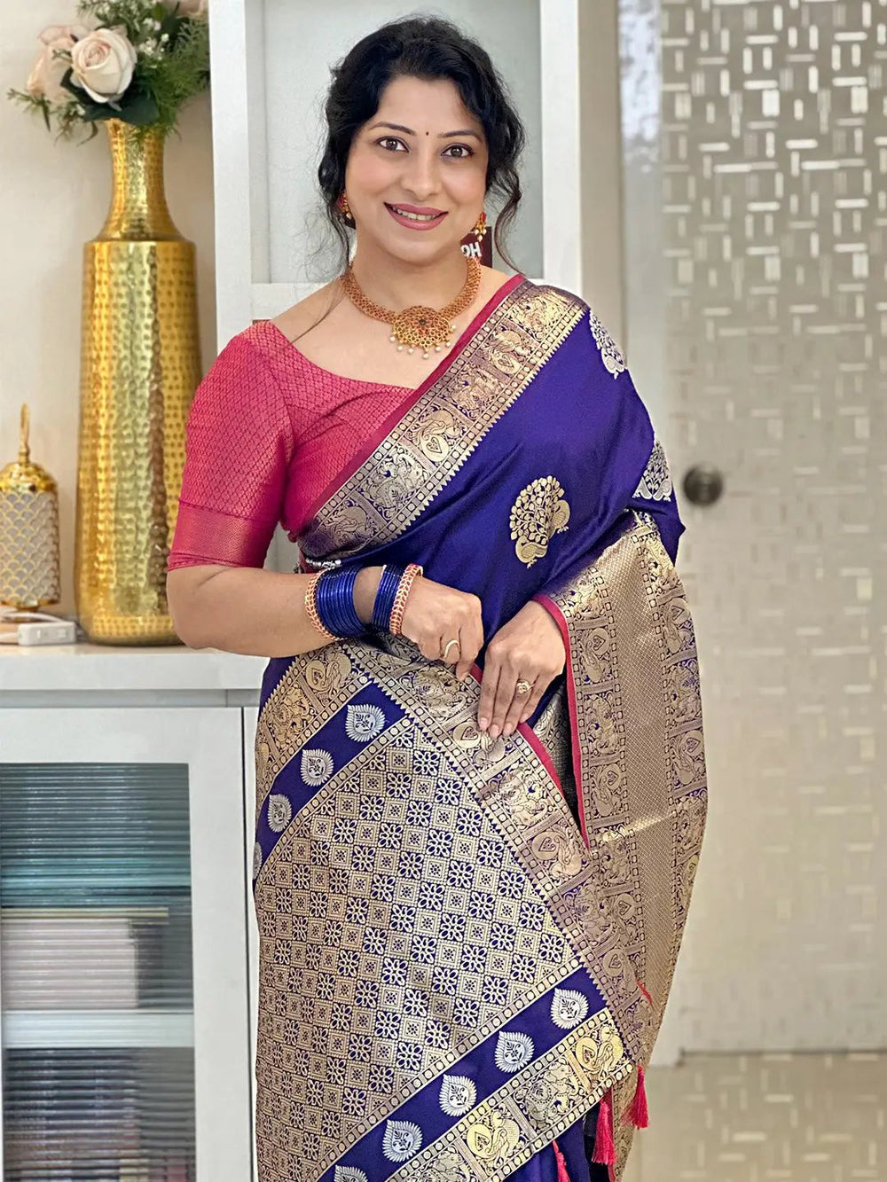 Royal Blue Banarasi Silk Saree for Women