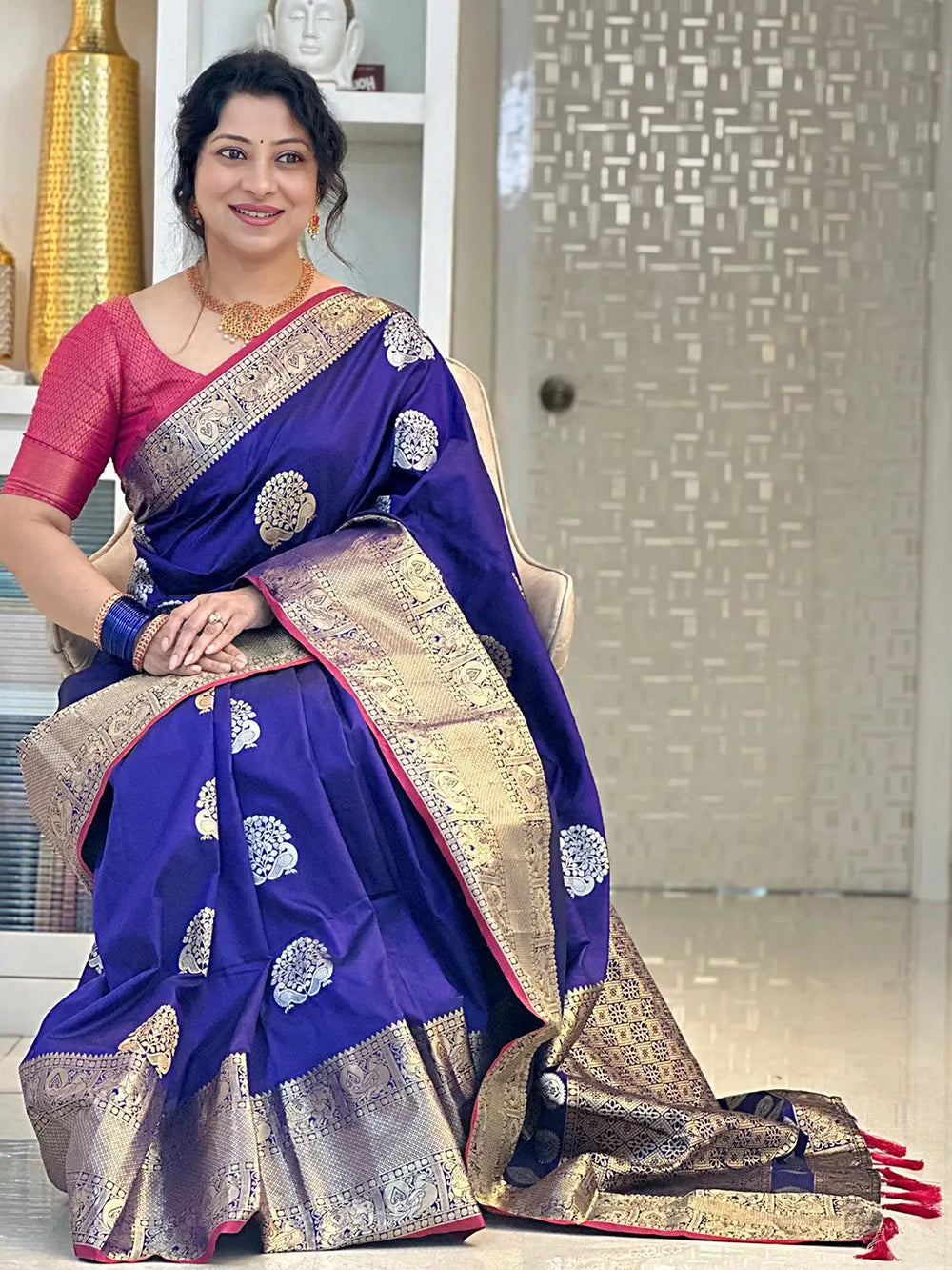 Royal Blue Banarasi Silk Saree for Women