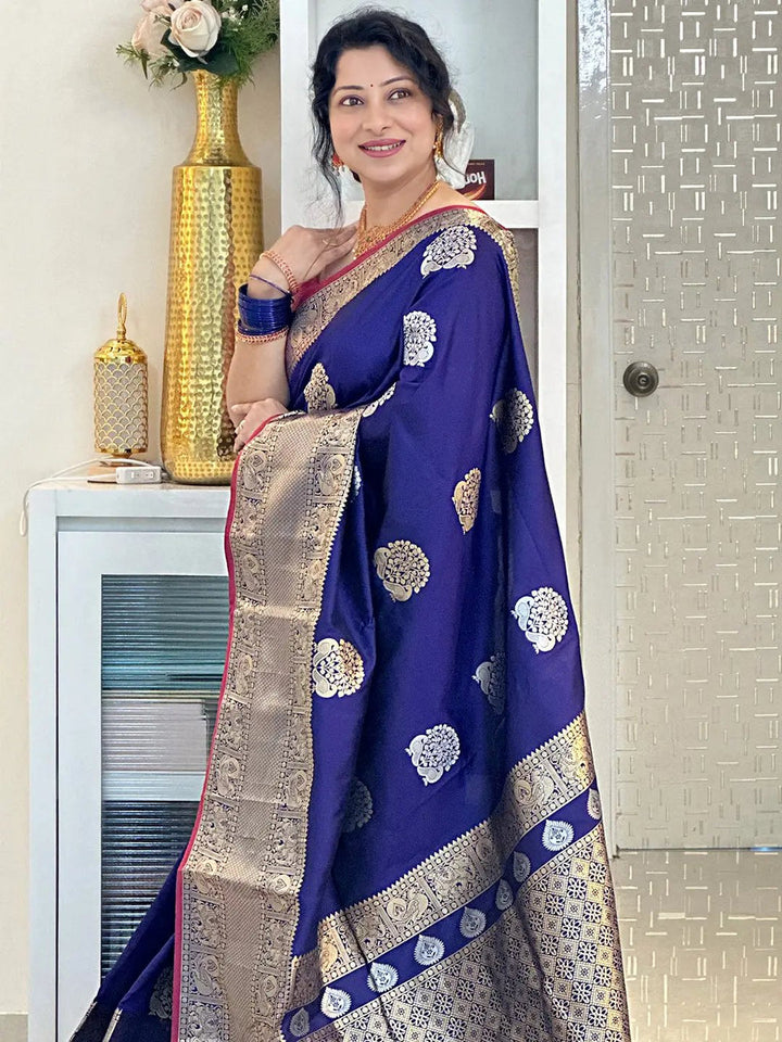 Royal Blue Banarasi Silk Saree for Women