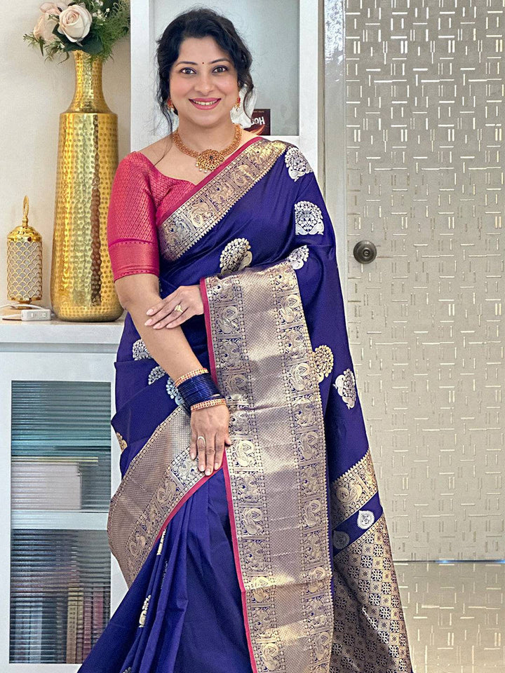 Royal Blue Banarasi Silk Saree for Women