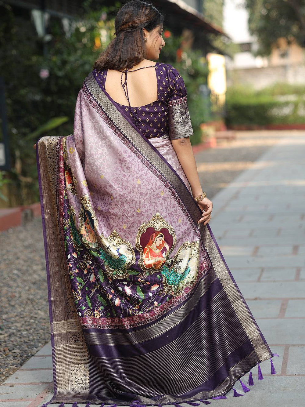 Purple & Lavender Banarasi Silk Saree for Women