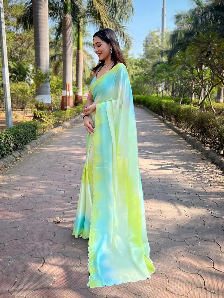 Pastel Tie Dye Satin Saree for Women