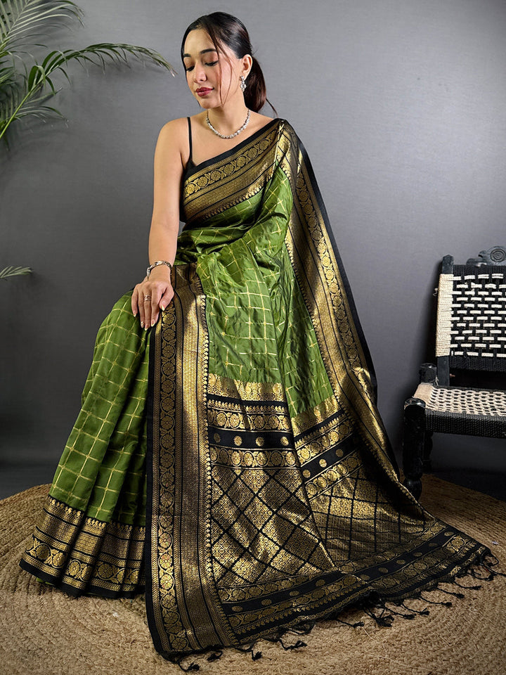 Green Banarasi Silk Saree for Women