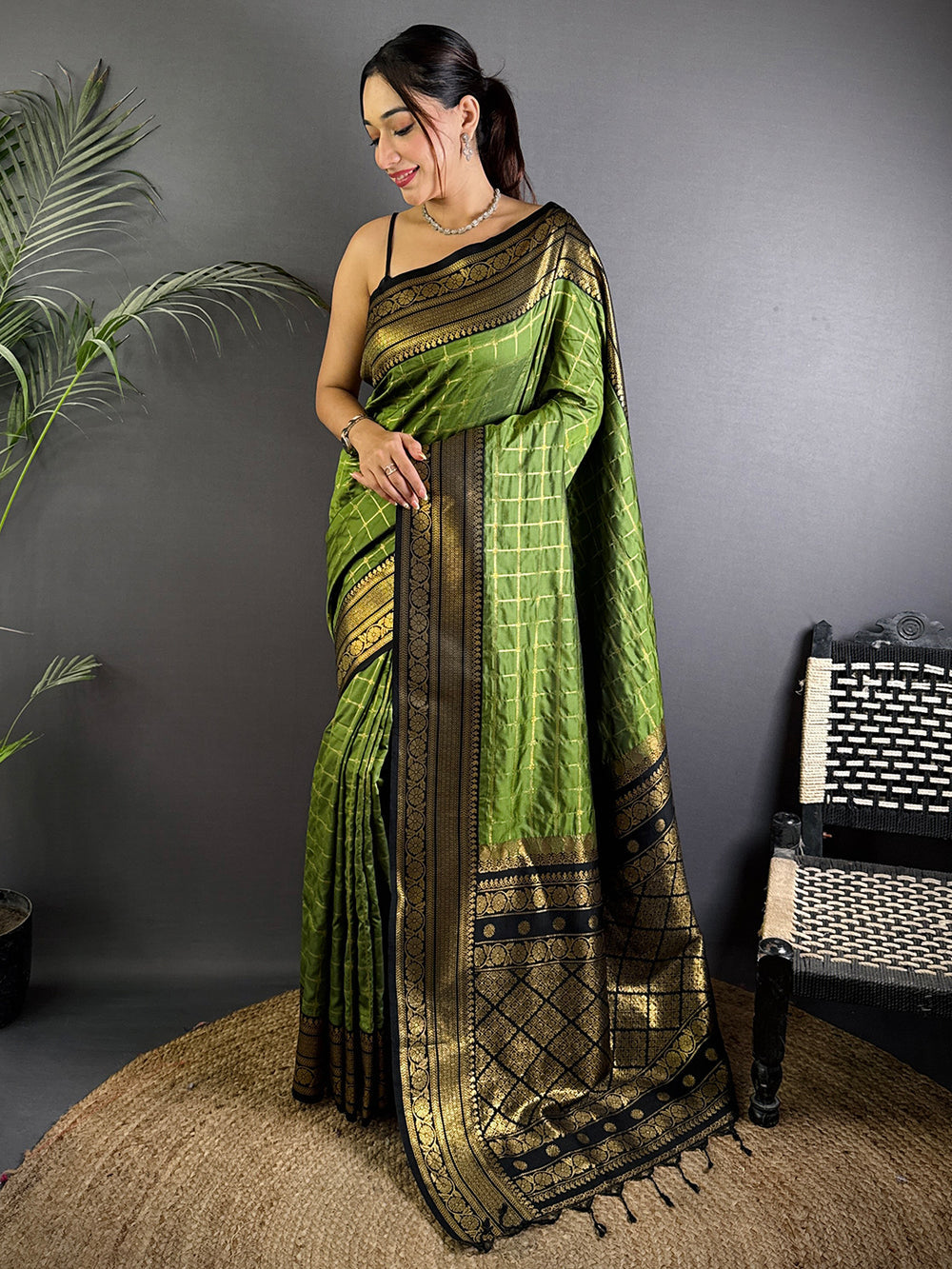 Green Banarasi Silk Saree for Women