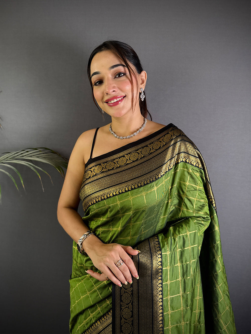 Green Banarasi Silk Saree for Women