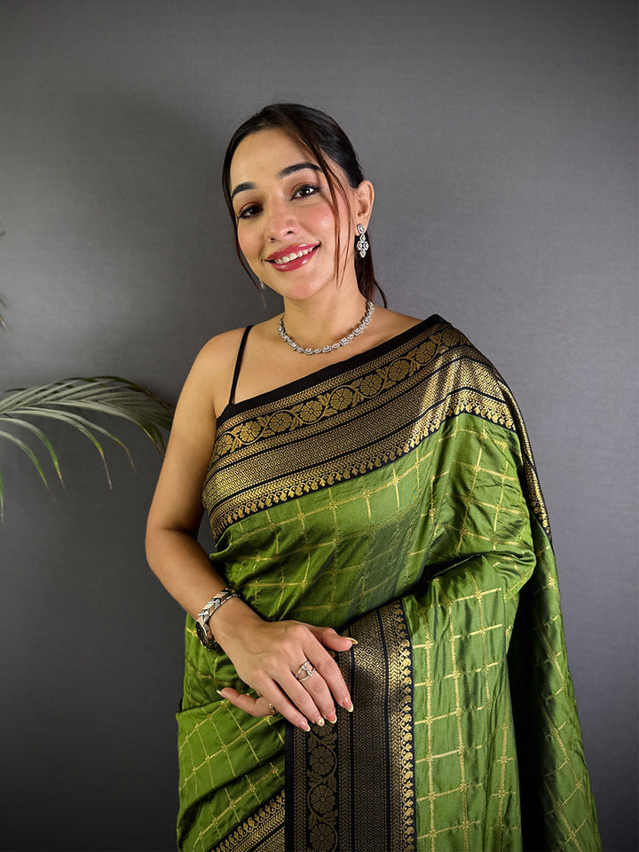 Green Banarasi Silk Saree for Women