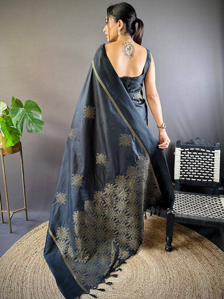 Black Soft Silk Saree for Women