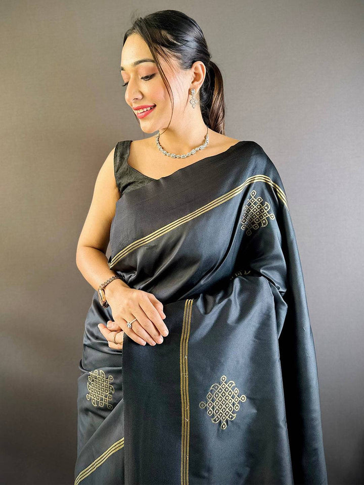 Black Soft Silk Saree for Women