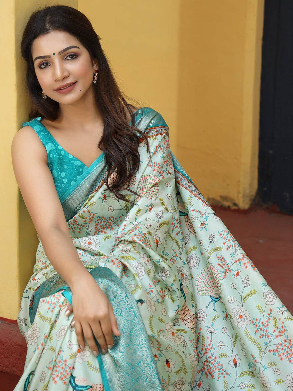 Mint Green Banarasi Silk Saree for Women
