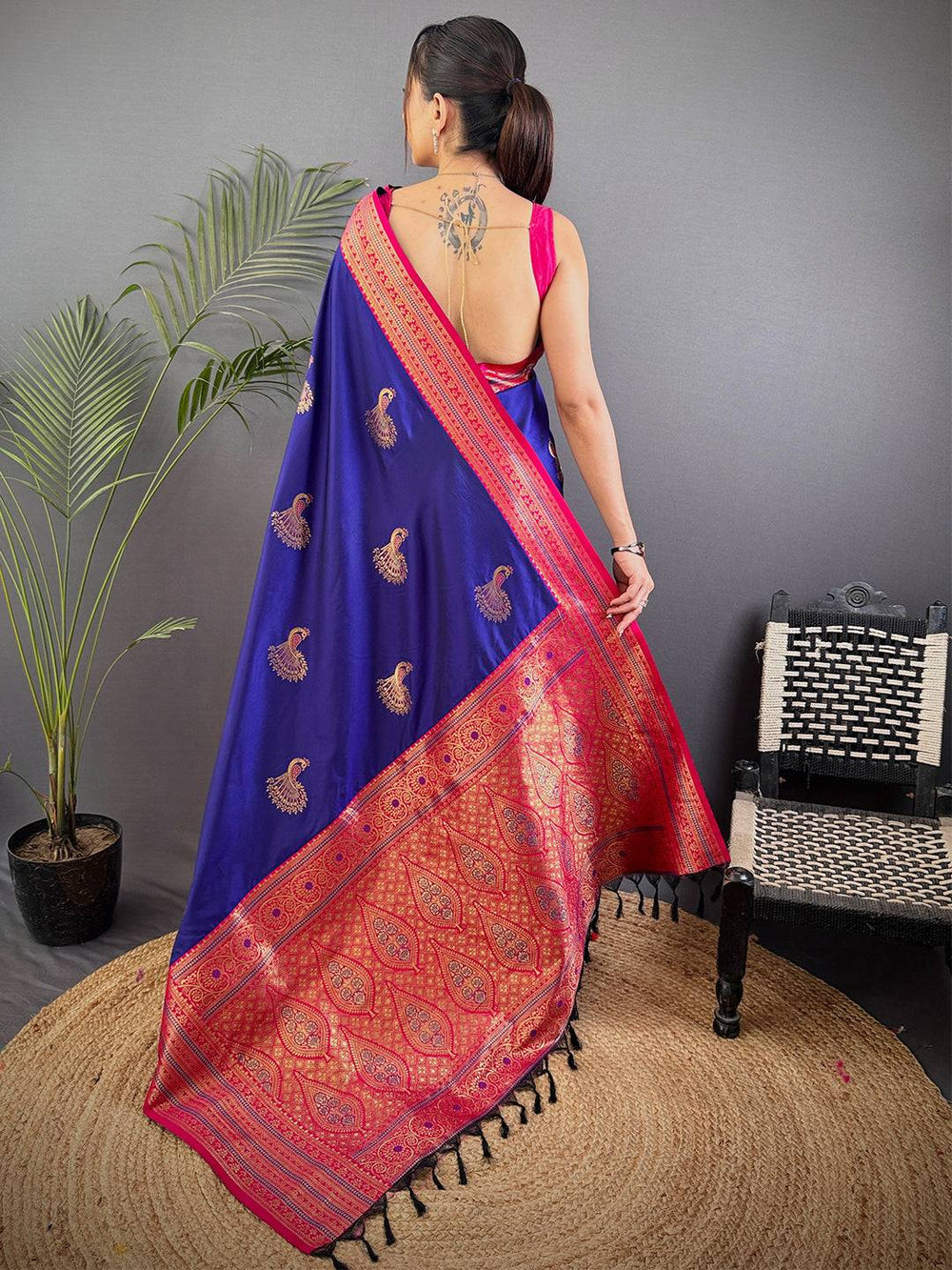 Royal Blue Banarasi Silk Saree for Women