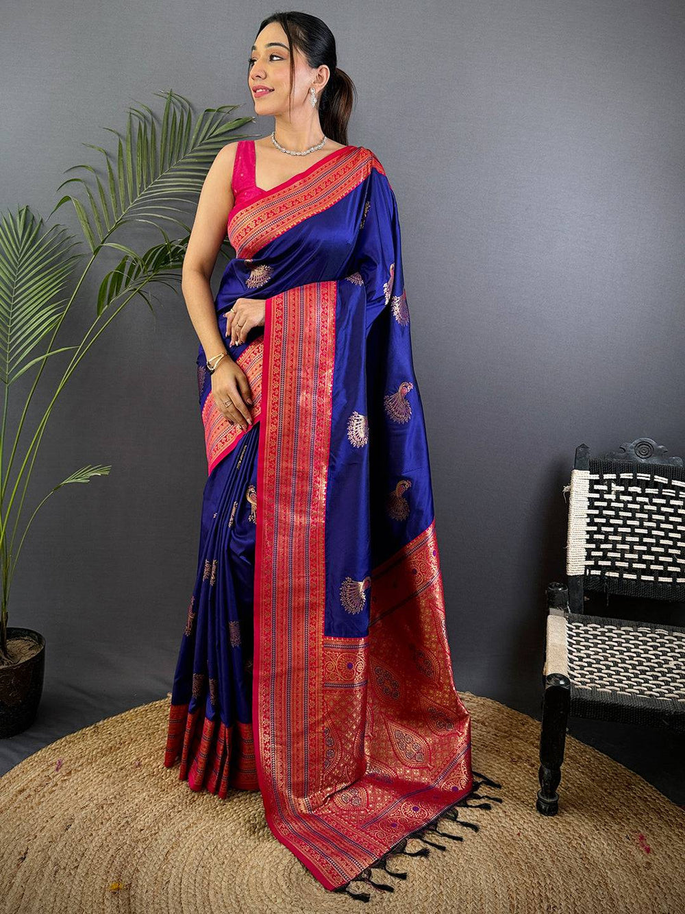 Royal Blue Banarasi Silk Saree for Women