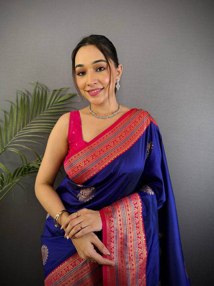 Royal Blue Banarasi Silk Saree for Women