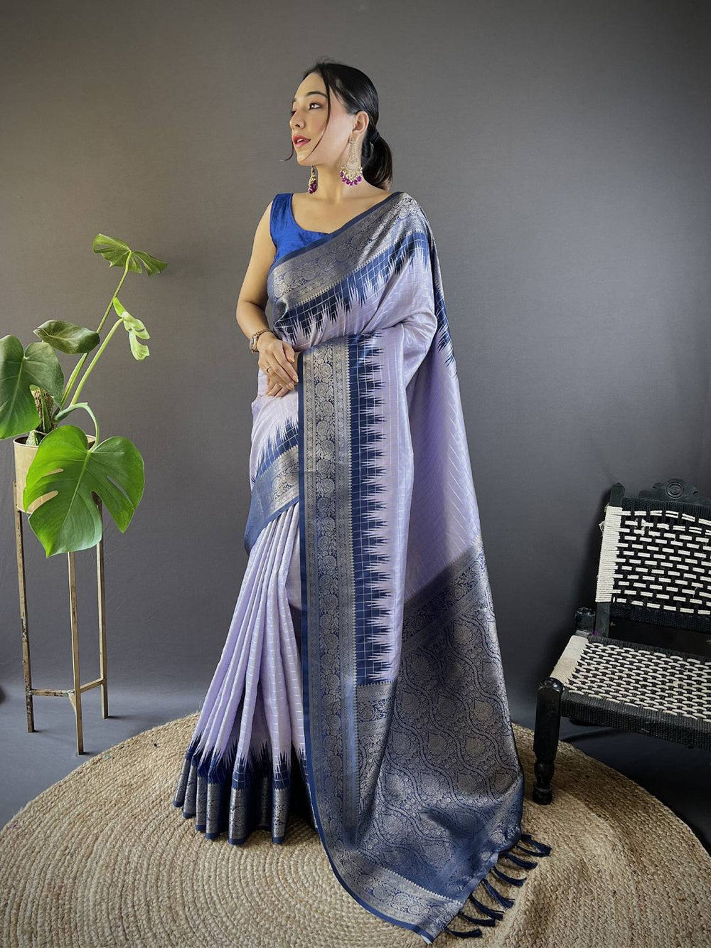 Premium Blue & Silver Banarasi Soft Silk Saree