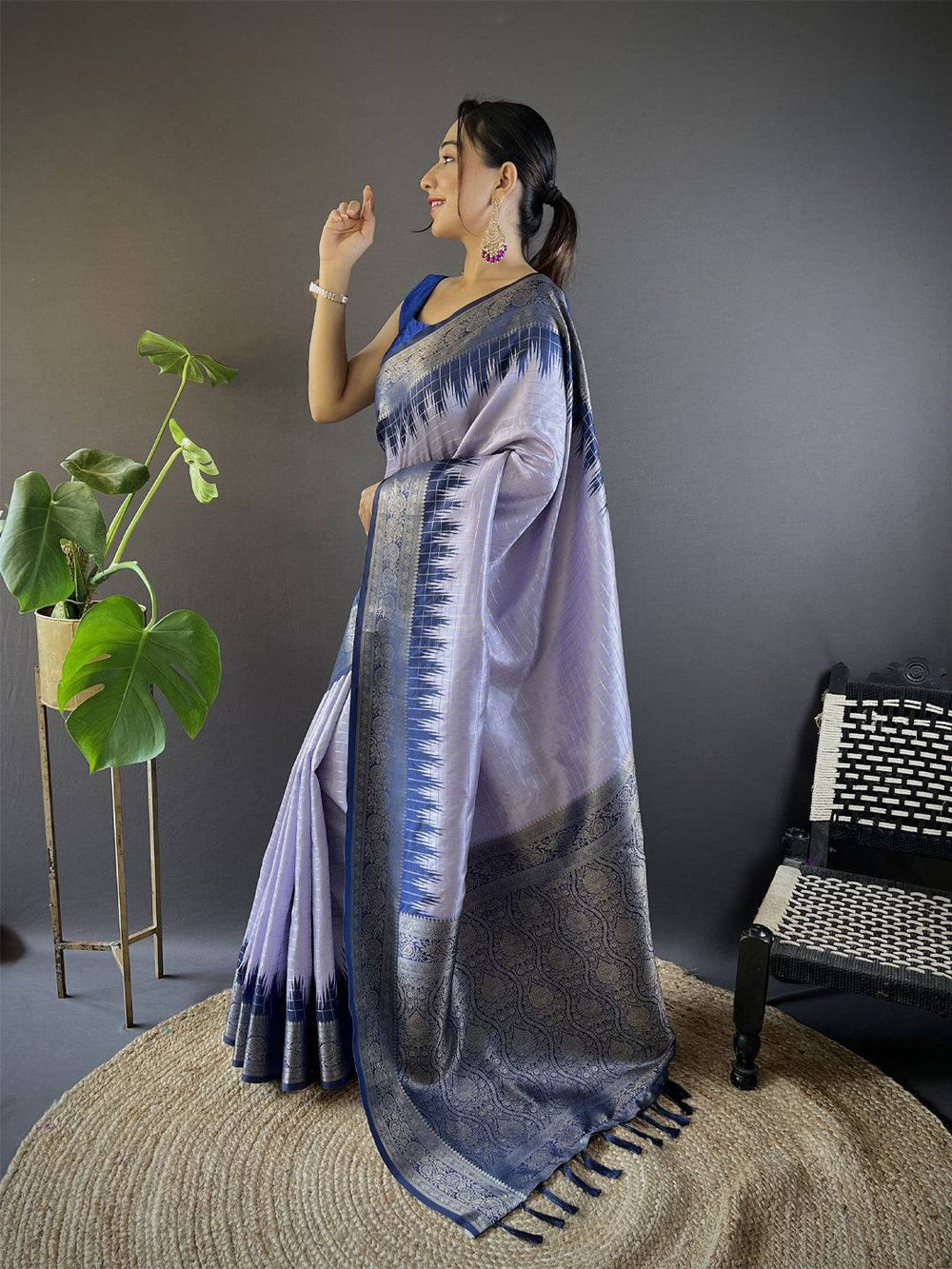 Premium Blue & Silver Banarasi Soft Silk Saree