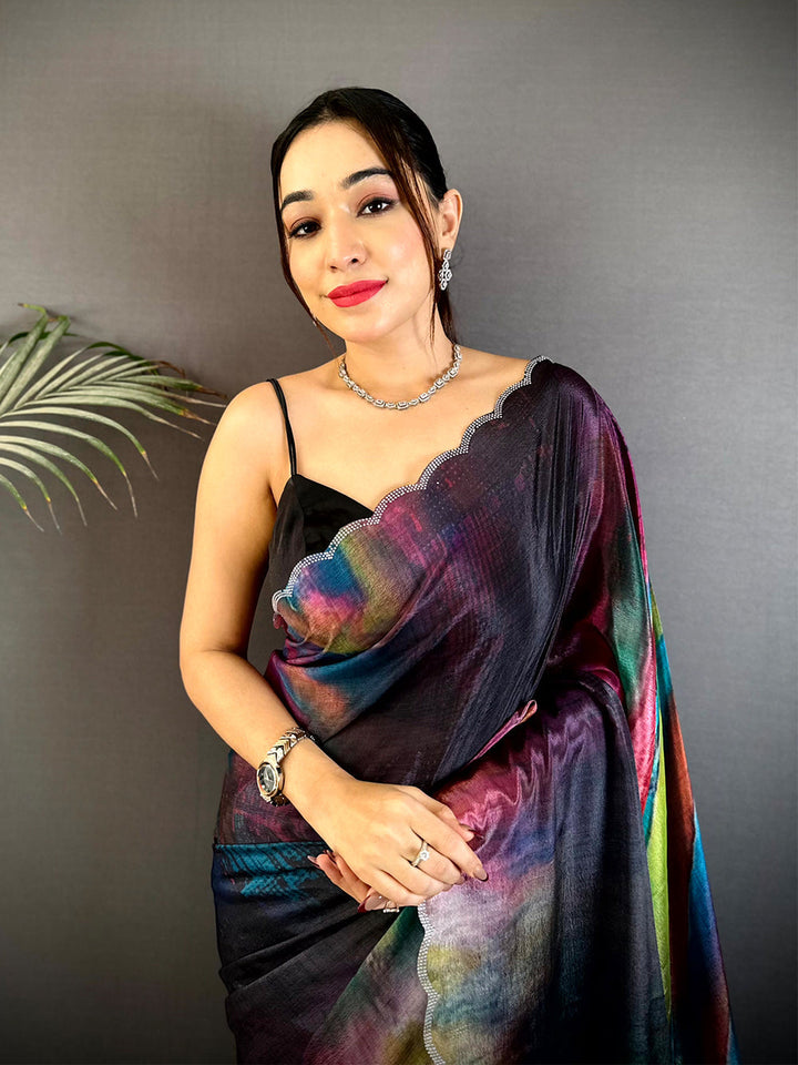 Multicolor Abstract Printed Silk Saree for Women