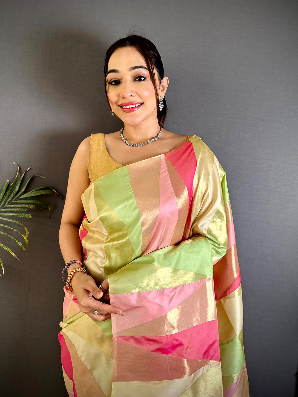 Pastel Multicolor Kanjivaram Silk Saree for Women