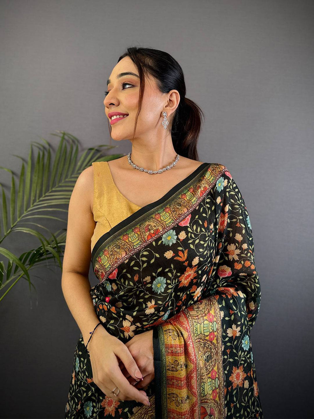 Black Patola Print Silk Saree with Multicolor Traditional Motifs & Rich Designer Border