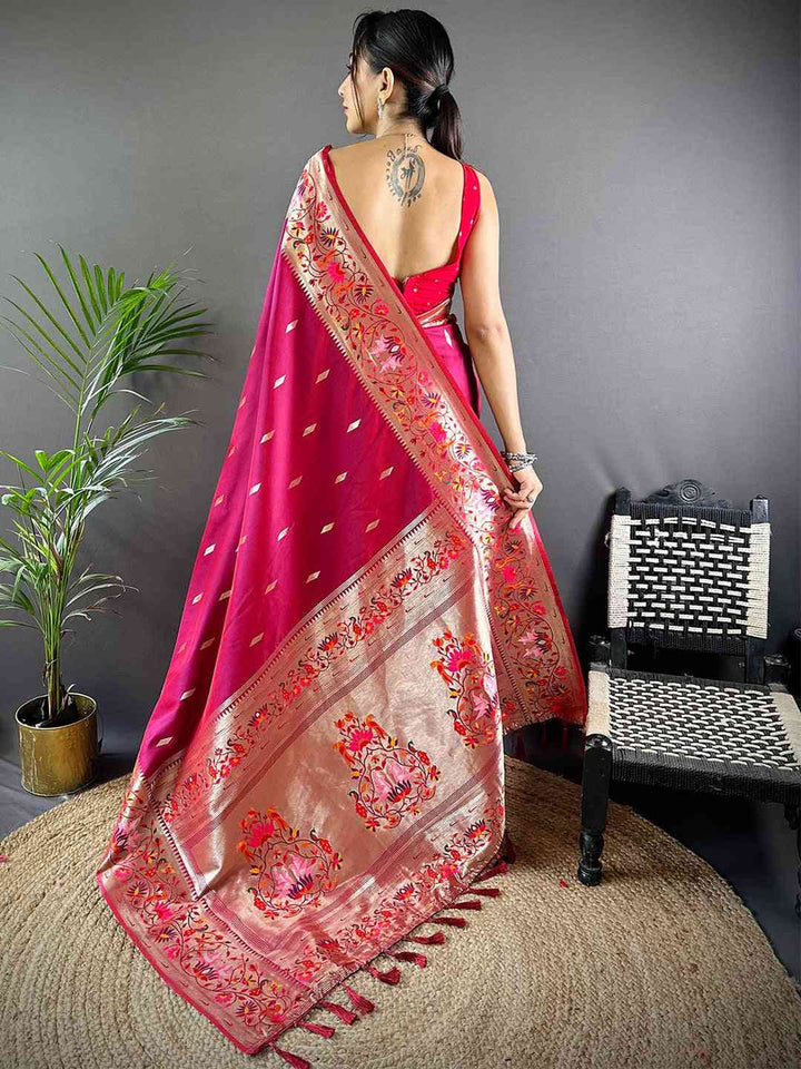 Rani Pink Banarasi Silk Saree for Women