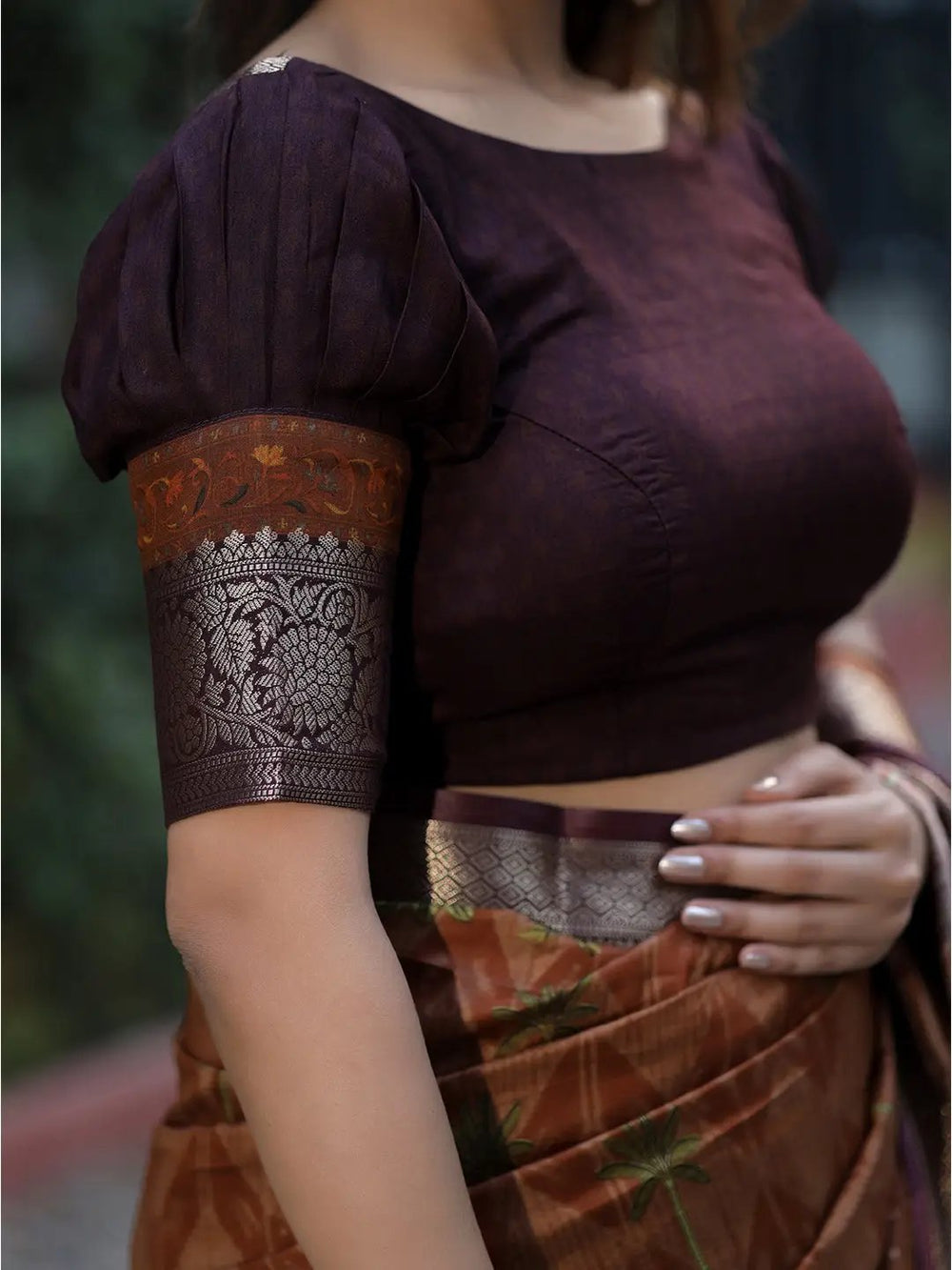 Brown & Maroon Banarasi Silk Saree for Women with Rich Zari Weaving