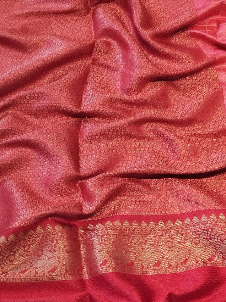 Red & Cream Soft Silk Saree for Women with Traditional Madhubani Print