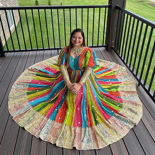 Multicolor Traditional Flared Dress for Women