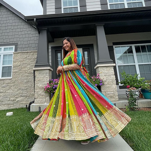 Multicolor Traditional Flared Dress for Women