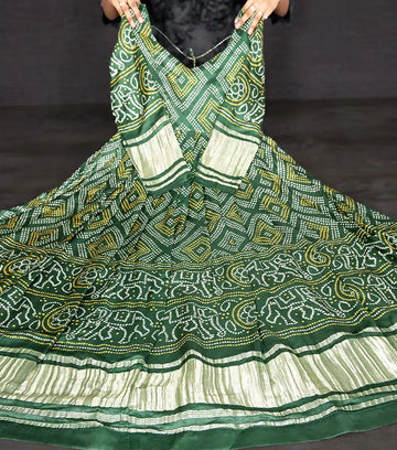 Green Bandhani Print Anarkali Gown