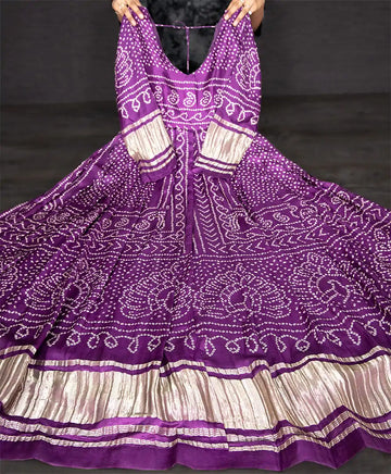 Purple Bandhani Print Anarkali Gown